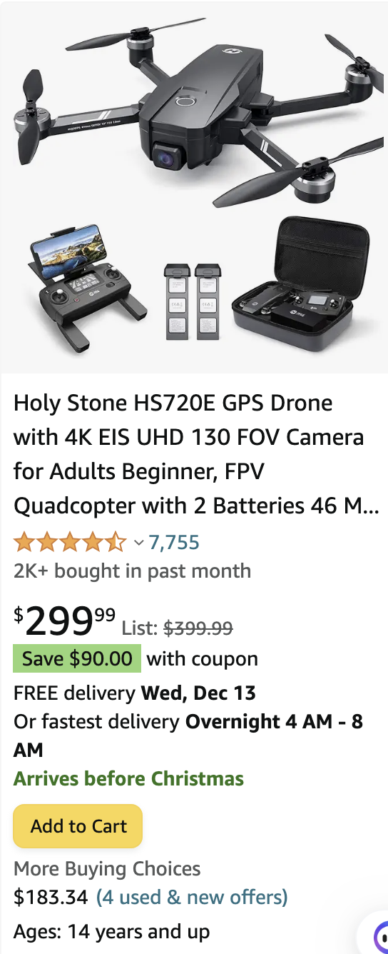 Holy Stone HS720E GPS Drone with 4K EIS UHD 130 FOV Camera for Adults Beginner