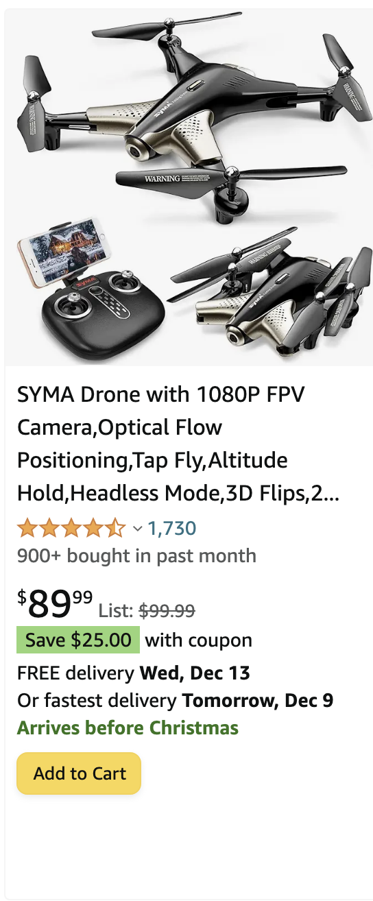 SYMA Drone with 1080P FPV Camera,Optical Flow Positioning,Tap Fly,Altitude Hold,Headless Mode,3D Flips,2 Batteries 40mins Flying UFO Remote Control Quadcopter for Kids Beginners