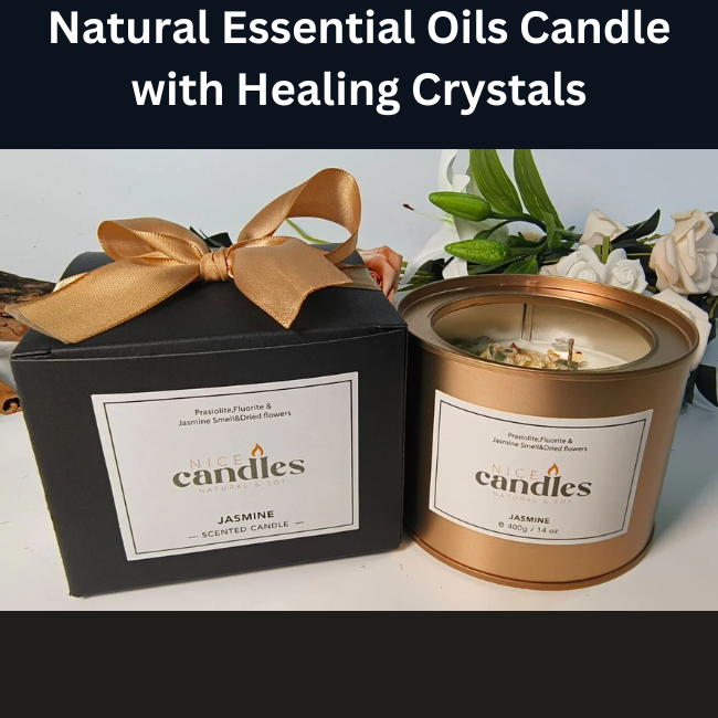 Natural Essential Oils Candle with Healing Crystals